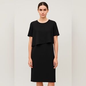 COS Layered Shift Dress Minimalist Black Short Sleeve Womens Medium